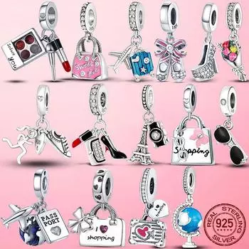 Новые туфли на высоком каблуке из стерлингового серебра 925 пробы с красной эмалью, подвеска в виде подвески, модный браслет, ожерелье, оригинальное изготовление ювелирных изделий