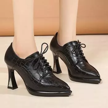 Новые туфли на высоком каблуке женские туфли-лодочки на платформе дизайнерские туфли на шнуровке сексуальные женские туфли Мэри Джейн Zapatos De Mujer 35