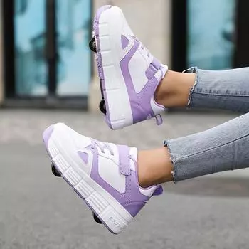 Новые туфли Runaway Shoes Double Wheel Pulley Shoes для мальчиков и детей, обувь с колесами для девочек, обувь для катания на коньках 31