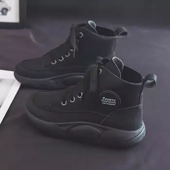 Новые туфли с высоким берцем, мягкий каблук, удобная обувь, нескользящая универсальная платформа, увеличивающая рост, дышащая, качающаяся обувь для женщин 35 чёрный