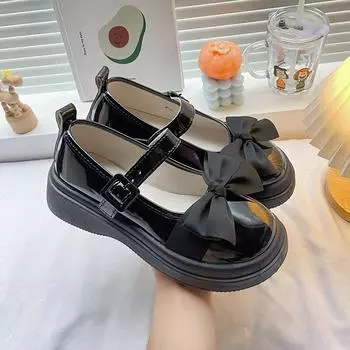 Новые туфли в стиле Лолиты, женские туфли-оксфорды на квадратном среднем каблуке с пряжкой и ремешком, женские однотонные кожаные туфли Мэри Джейн с узлом-бабочкой, большие размеры 35 бежевый