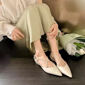 Новые удобные однотонные банкетные женские туфли с острым носком, модные сексуальные женские сандалии на низком каблуке, НЕТ:0545 35