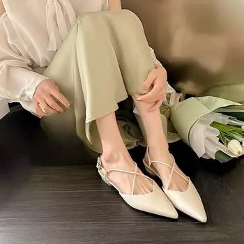 Новые удобные однотонные банкетные женские туфли с острым носком, модные сексуальные женские сандалии на низком каблуке, НЕТ:0545 35