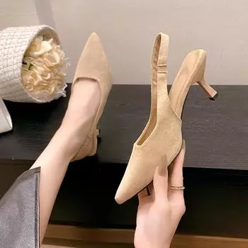 Новые удобные туфли для женщин сандалии прозрачные каблуки костюм женский бежевый новый модный высокий черный ретро девушки низкий закрытый летний острый 35 слоновая кость