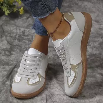 Новые удобные туфли на плоской подошве с мягкой подошвой, женские осенние модные повседневные кроссовки в стиле пэчворк, женские дышащие спортивные кроссовки из искусственной кожи на шнуровке 36 чёрный