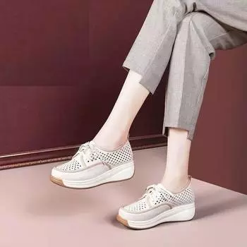 Новые удобные весенние и осенние туфли-бобы с отверстиями, женская обувь Le Fu 40