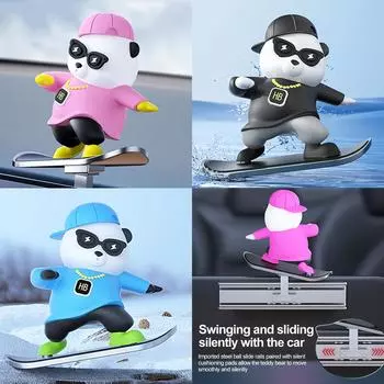Новые украшения для автомобиля в виде центральной консоли, скейтборд-медведя, скользящего медведя, креативного мультяшного автомобиля, украшения для интерьера, аксессуары для интерьера розовый
