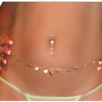 Новые украшения для тела, простая сексуальная бабочка, бикини, поясная цепочка на живот золотой