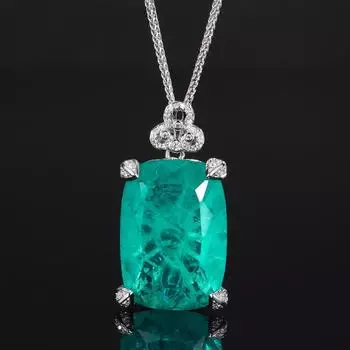 Новые украшения Медное основание Позолоченная Модная Имитация Изумруда Паран Большой Подвеска Ожерелье 20 * 28