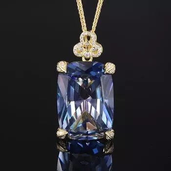 Новые украшения Медное основание Золотое покрытие Мода Имитация цвета Сокровище Дафанг Бриллиант Золотой кулон Ожерелье 20 * 28