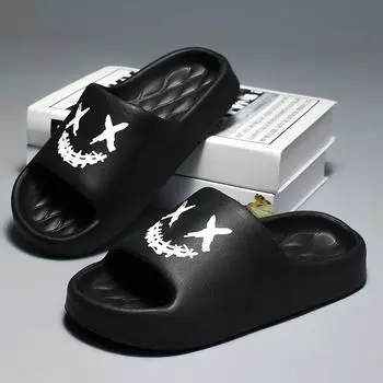 Новые уличные сандалии тапочки мужские, летние домашние тапочки для ванной комнаты Eva для дома тапочки женские 36-37 чёрный