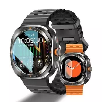 Новые умные часы 7 Ultra Men AMOLED экран многофункциональный спортивный фитнес-трекер здоровье женские умные часы для Samsung iPhone чёрный