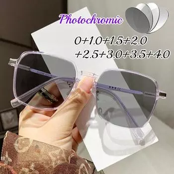 Новые умные фотохромные очки для чтения для мужчин и женщин, меняющие цвет очки для пресбиопии, женские ретро-квадратные солнцезащитные очки от 0 до +4,0 0