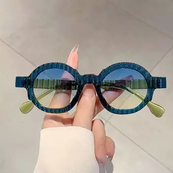 Новые уникальные круглые солнцезащитные очки для женщин, модные двухцветные оттенки UV400, мужские трендовые очки в стиле панк Y2K с градиентом, уличные велосипедные солнцезащитные очки чёрный