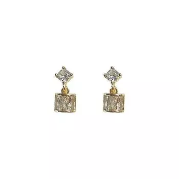 Новые уникальные серьги, маленькие, легко снимающиеся серьги, квадратный бриллиант, квадратный нишевый дизайн