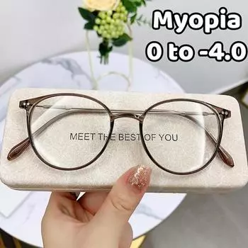 Новые унисекс круглые полигональные очки ультралегкие анти-синий свет готовые очки для близорукости модные трендовые очки для близорукости 0