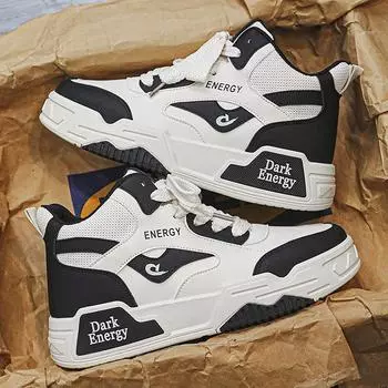 Новые универсальные черные мужские высокие кроссовки на толстой подошве, повседневные кроссовки для скейтборда, легкие дышащие кроссовки для бега и тенниса 39