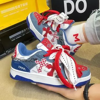 Новые универсальные китайские шикарные супер-огненные кроссовки для парного скейтбординга, износостойкие легкие повседневные кроссовки для студентов 36 чёрный