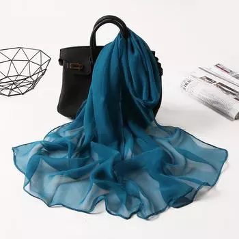Новые универсальные однотонные танцевальные шарфы, солнцезащитные шарфы с хорошей драпировкой, женские длинные шарфы и марлевые шарфы 160*50cm синий