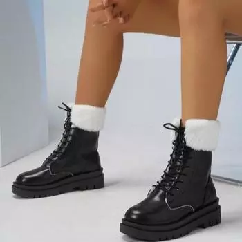 Новые универсальные зимние ботинки на толстой подошве, зимние китайские ботинки на квадратном каблуке, женские уличные ботинки с перекрестными ремешками и молнией 35