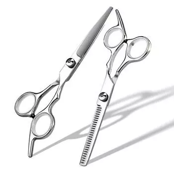 Новые усовершенствованные регулируемые ножницы для волос Профессиональная стрижка Бытовая нержавеющая сталь Профессиональные плоские ножницы Челка Тонкие волосы
