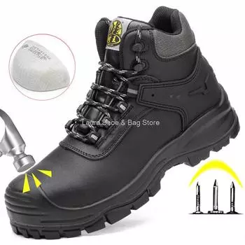 Новые утепленные защитные ботинки для мужчин, устойчивые к проколам, противоискровые рабочие защитные ботинки, мужская обувь для строителей, мужская обувь для сварщиков 36 чёрный