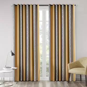 Новые утолщенные полосатые жаккардовые шторы для детей, детской комнаты, гостиной, спальни, бесшовные стыкующиеся шторы из ткани W100cmXL130cm&Hooks Top