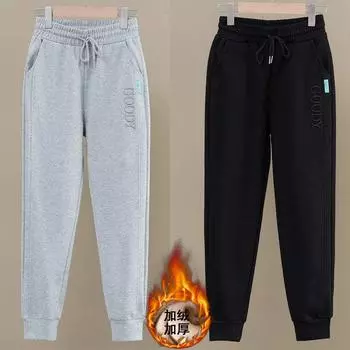 Новые утолщенные вельветовые брюки детские зимние корейские модели свободные завязанные ноги и тонкая резинка на талии повседневные брюки спортивные штаны Харлан M светло-серый