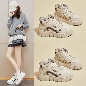 Новые утолщенные женские зимние рабочие ботинки с шерстяной подкладкой, водонепроницаемые, нескользящие, теплые, высокие, хлопковые, спортивные туфли 35