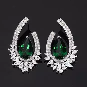Новые ювелирные изделия 925 чистого серебра иглы серьги-гвоздики циркон кристалл изумруд кольцо серьги женские