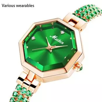 Новые ювелирные изделия браслет восьмиугольные часы женские ювелирные изделия пряжка легкие роскошные розовое золото кварцевые часы