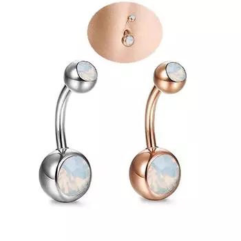 Новые ювелирные изделия для пирсинга пупка из розового золота со снежным опалом