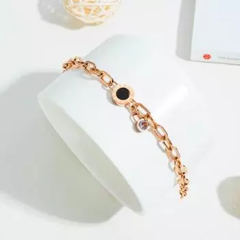 Новые ювелирные изделия из нержавеющей стали, черная круглая цепочка с биркой, браслеты с римскими цифрами, браслет для женщин, классические ювелирные изделия, дропшиппинг Silver