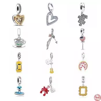 Новые ювелирные изделия из серебра 925 пробы, аксессуары для изготовления сердечек, головоломка, кофейная чашка, висячие бусины, подходят оригинальные подвески, женский браслет