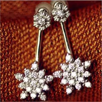 Новые ювелирные изделия из стерлингового серебра 925 пробы, модные маленькие свежие яркие темпераментные снежинки, длинные микро-набор хрустальных женских сережек E158