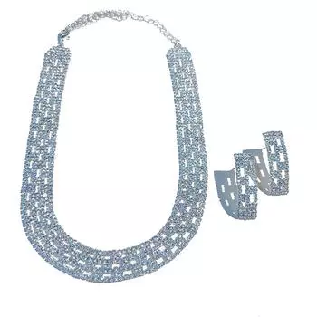 Новые ювелирные изделия, роскошные женские серьги-колье с полыми бриллиантами для свадебного ужина и вечеринки, комплект из двух предметов белый