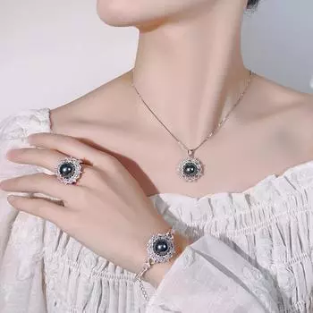 Новые ювелирные изделия серые бусины открытое кольцо ожерелье браслет модный стиль высокое чувство женщины