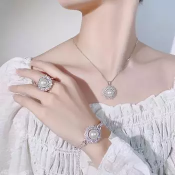 Новые ювелирные изделия Жемчужное сокровище ожерелье браслет кольцо мода дамы премиум универсальный