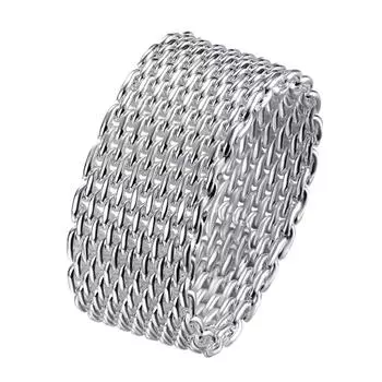 Новые ювелирные кольца, модные кольца с сетчатым покрытием, ювелирные изделия из сетчатой ткани с серебряным покрытием 12