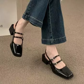 Новые Винтажные Женские Туфли-Мэри Джейн на Высоком Каблуке, Туфли-Лодочки, Сандалии на Массивном Каблуке, Весна-Лето, Удобные, Модные, Вечерние, Дизайнерские Сандалии 35