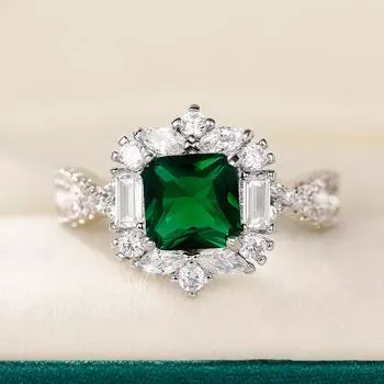 Новые великолепные квадратные зеленые кольца с фианитом для женщин, новинка 2022 года, модное роскошное женское кольцо, подарок на годовщину, вечерние украшения 6