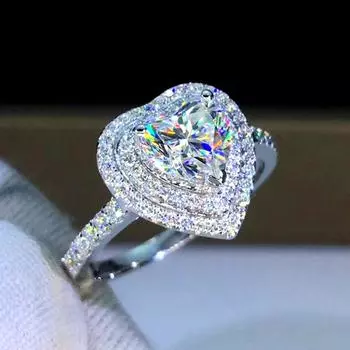 Новые великолепные обручальные кольца для женщин, вневременные стильные кольца в форме сердца с блестящим камнем CZ, эстетические украшения 7