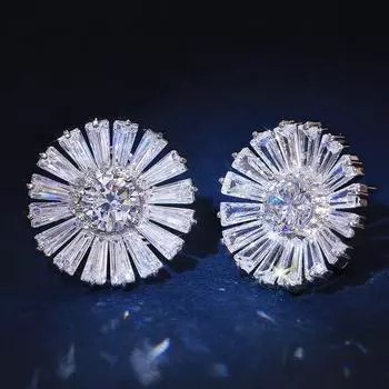 Новые великолепные серьги в форме цветка AAA с ослепительным цирконовым камнем, благородные женские серьги, обручальное кольцо, вечерние женские эффектные ювелирные изделия белый