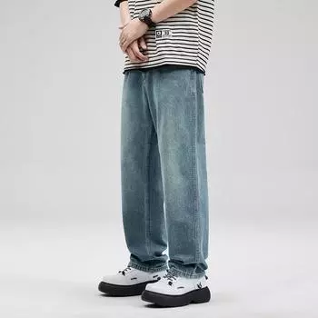 Новые весенне-летние ленивые японские свободные прямые джинсы, уличные повседневные брюки 28 синий