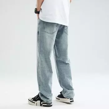 Новые весенне-летние японские джинсы прямого кроя свободного силуэта светло-голубого цвета для мужчин, универсальные джинсы 28