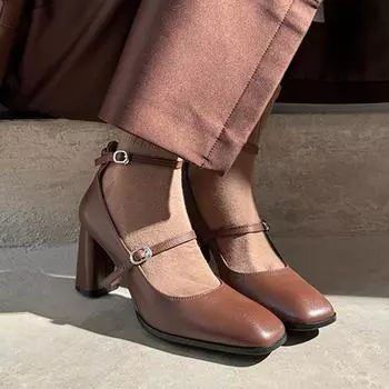 Новые весенне-летние туфли Мэри Джейн на платформе, женские модные туфли-лодочки с квадратным носком и пряжкой, женские туфли на высоком каблуке, женские туфли-лодочки, размер 34-39 34 коричневый