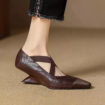 Новые весенне-летние женские туфли из натуральной кожи с квадратным носком и неглубокими каблуками, женские туфли Мэри Джейн из конского волоса 34 чёрный