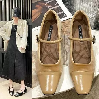 Новые весенне-осенние модные одиночные туфли в корейском стиле с квадратной головкой, обувь Mueller 35 чёрный