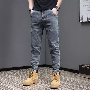 Новые весенне-осенние мужские джинсы Slim small Straight 100 с трендом эластичных мужских повседневных брюк 28 серый