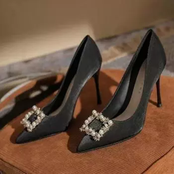 Новые весенне-осенние сексуальные удобные повседневные банкетные модные жемчужные свадебные туфли-лодочки на шпильке с острым носом 38